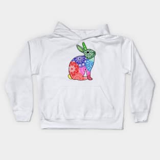 Rainbow rabbit mandala Kids Hoodie